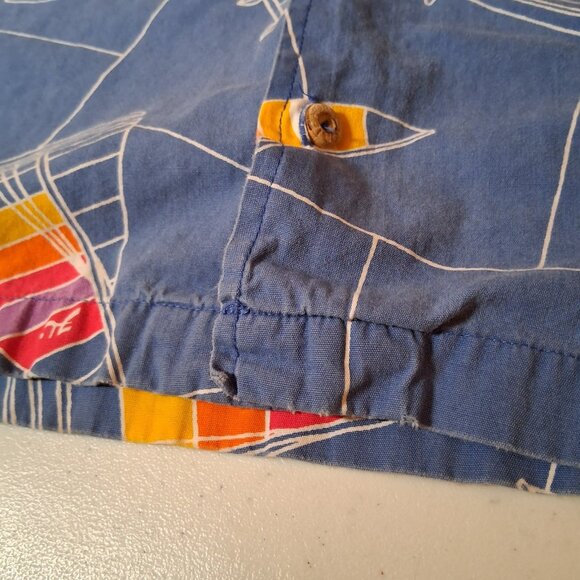 Vintage 1990s Hobie Cat Sailboat Shirt M Blue Rainbow Sail Sailing Beach Party - Picture 11 of 16